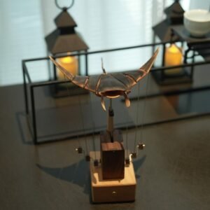 Solid wood carved manta ray figurine, a creative gift for the home, office, or desktop