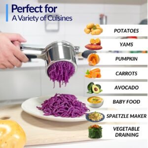 SPEENSUN Potato Ricer, Ricer for Mashed Potatoes, 15oz and 2 Interchangeable Cups Spaetzle Maker for Fluffy Mashed Potatoes,Detachable and Heavy Duty Stainless Steel Potato Masher for Baby food