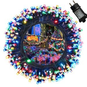Lichterkette Außen 35m 350LED, Warmweiß Lichterkette Außen Strom mit Timer Speicherfunktion, Transparente Kabel, Wasserdicht 8 Modi Weihnachtsbeleuchtung für Außen Innen Garten Baum Weihnachten