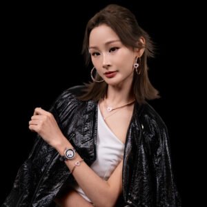 Butterfly Lovers 34mm Blue Dial Moving Butterfly Hands Leather Strap Watch