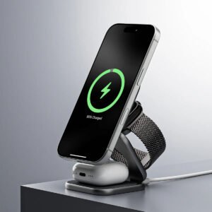 X40 Turbo Qi2.2 Certified 25W 3-in-1 MagSafe Foldable Wireless Charging Stand - Gray