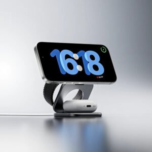 X40 Turbo Qi2.2 Certified 25W 3-in-1 MagSafe Foldable Wireless Charging Stand - Gray