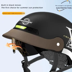 MOWK Vintage Motorcycle Half Helmet Summer Breathable Men Women Electric Jet Scooter Open Face Helmets Reflective Safety Helmets