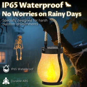 Solar Lantern Outdoor Lights Waterproof Dancing Flame Solar Lantern Hemp Rope Hanging Flame Lanterns For Garden Yard Decorations