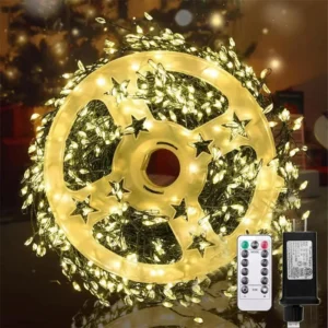 Outdoor Remote Control Copper Wire Lights Christmas Tree Light String Starry Sky Flower Wreath Decorative Lights