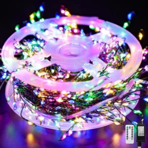 Outdoor Remote Control Copper Wire Lights Christmas Tree Light String Starry Sky Flower Wreath Decorative Lights