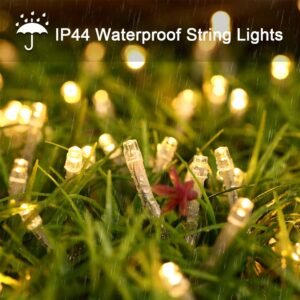 Lichterkette Außen 35m 350LED, Warmweiß Lichterkette Außen Strom mit Timer Speicherfunktion, Transparente Kabel, Wasserdicht 8 Modi Weihnachtsbeleuchtung für Außen Innen Garten Baum Weihnachten