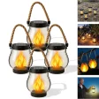 Solar Lantern Outdoor Lights Waterproof Dancing Flame Solar Lantern Hemp Rope Hanging Flame Lanterns For Garden Yard Decorations
